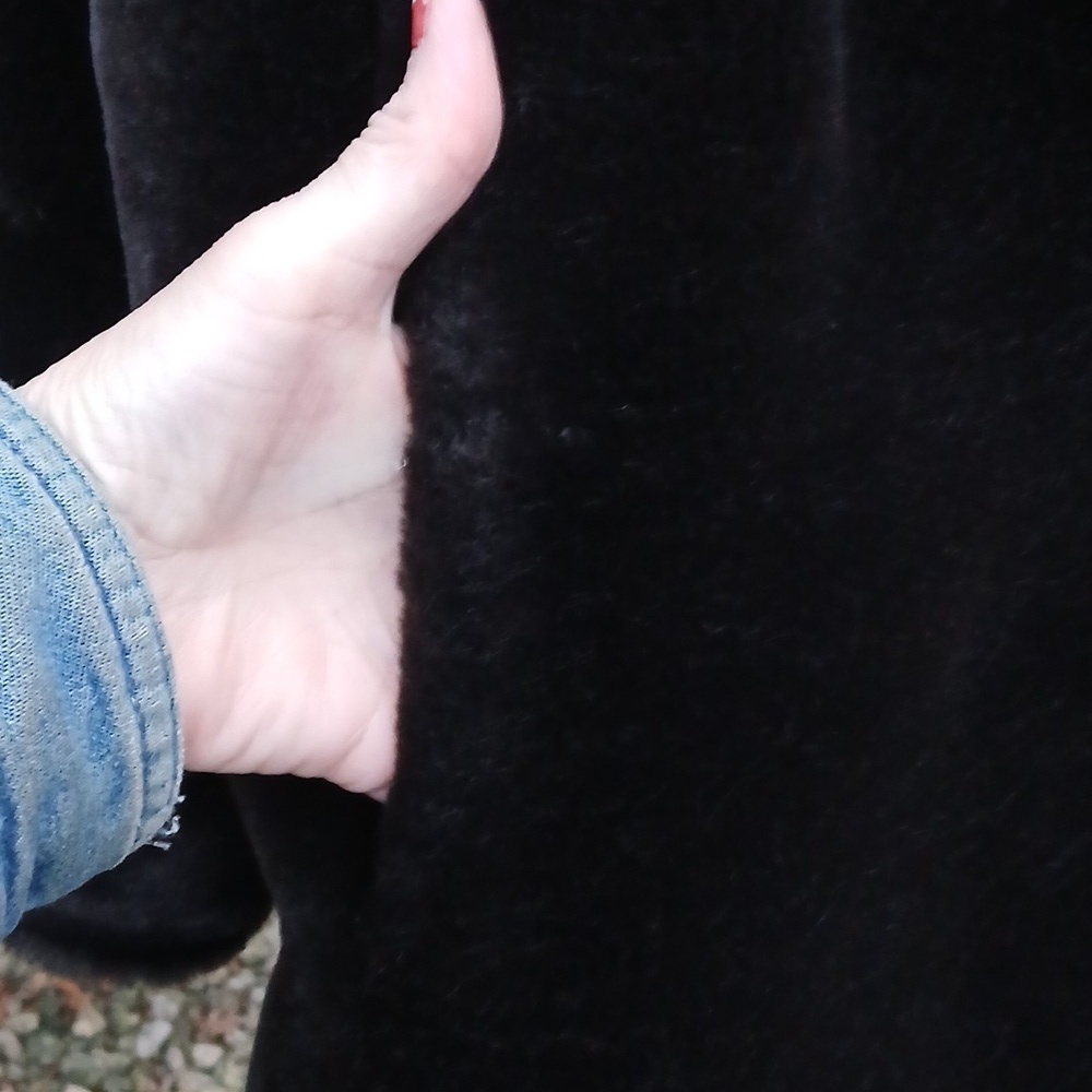Donnybrook Faux Black/Brown Mink Coat Single Button Lined sz XS.  Mob Wife - Picture 5 of 16